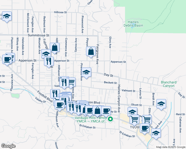 map of restaurants, bars, coffee shops, grocery stores, and more near 10166 Silverton Avenue in Los Angeles