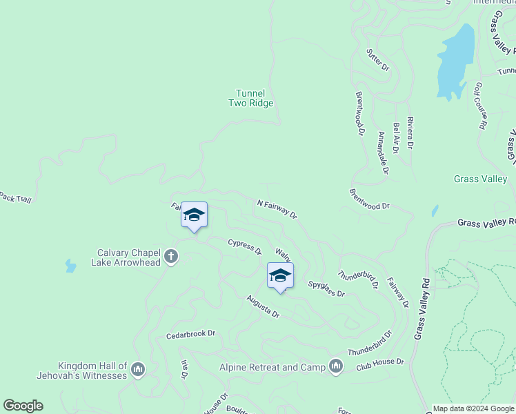 map of restaurants, bars, coffee shops, grocery stores, and more near 256 North Fairway Drive in Lake Arrowhead