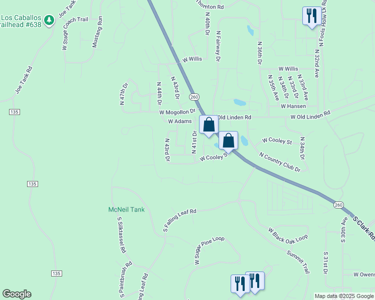 map of restaurants, bars, coffee shops, grocery stores, and more near 521 N 42nd Dr in Show Low