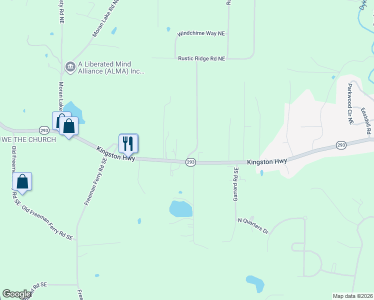 map of restaurants, bars, coffee shops, grocery stores, and more near 45 Wildflower Road Northeast in Rome