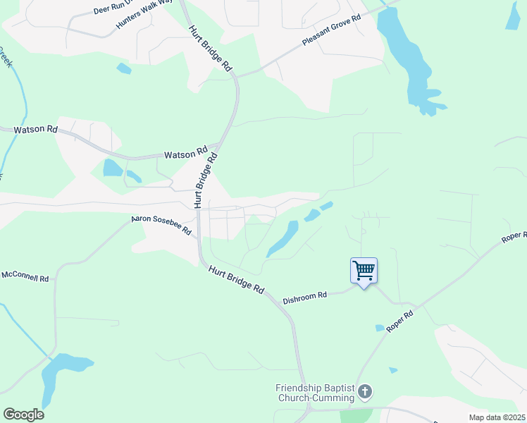 map of restaurants, bars, coffee shops, grocery stores, and more near 3460 Montebello Parkway in Cumming