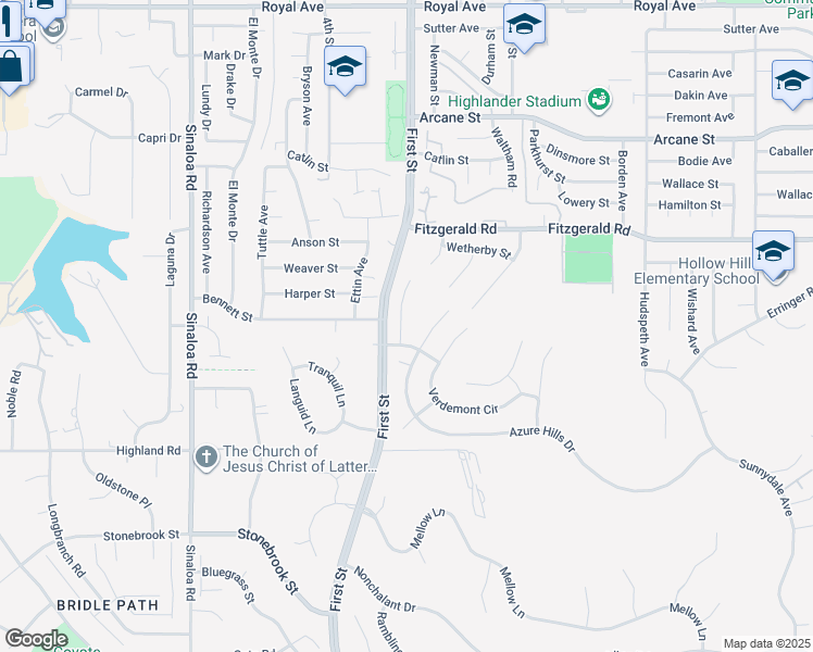 map of restaurants, bars, coffee shops, grocery stores, and more near 788 Devore Avenue in Simi Valley