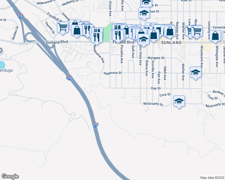 map of restaurants, bars, coffee shops, grocery stores, and more near 8554 Day Street in Los Angeles