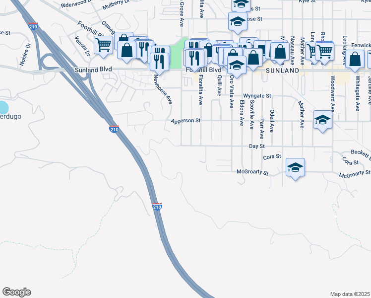 map of restaurants, bars, coffee shops, grocery stores, and more near 8554 Day Street in Los Angeles
