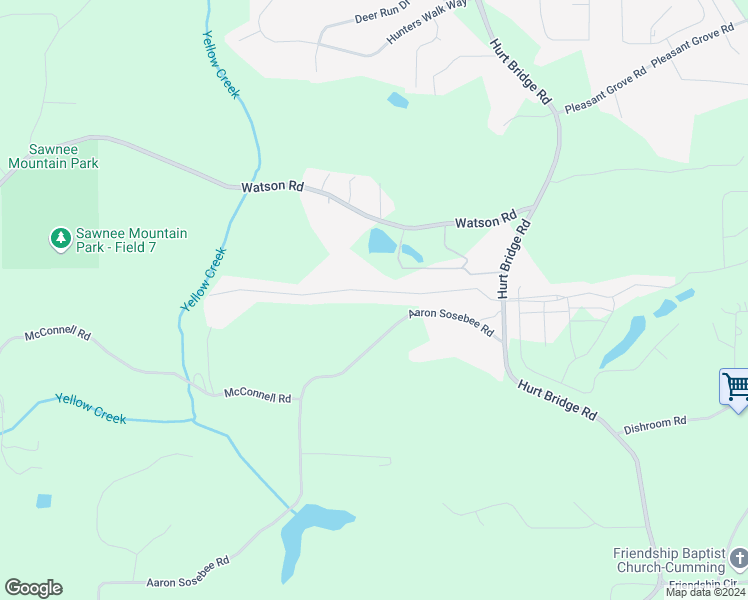 map of restaurants, bars, coffee shops, grocery stores, and more near 3315 Bridgeshaw Drive in Cumming