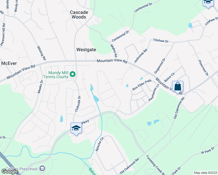 map of restaurants, bars, coffee shops, grocery stores, and more near 4456 Mill Oak Way in Gainesville
