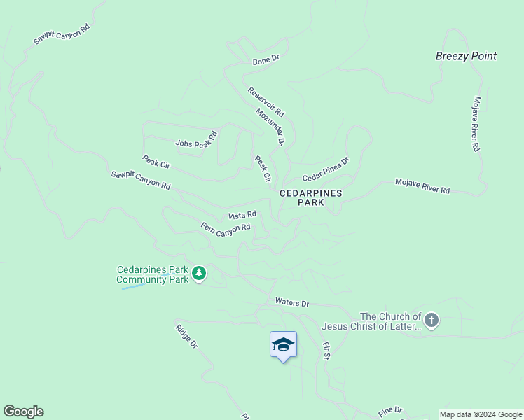 map of restaurants, bars, coffee shops, grocery stores, and more near 21818 Vista Road in Crestline