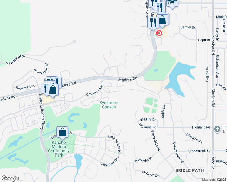 map of restaurants, bars, coffee shops, grocery stores, and more near 224 Morro Way in Simi Valley