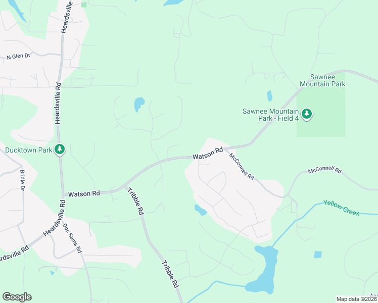 map of restaurants, bars, coffee shops, grocery stores, and more near 4490 Watson Road in Cumming