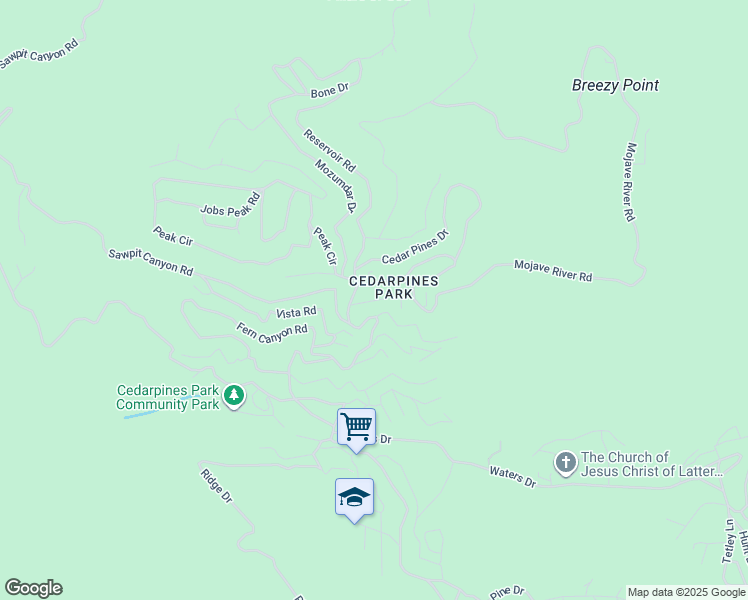 map of restaurants, bars, coffee shops, grocery stores, and more near Tower Heights Road in Crestline