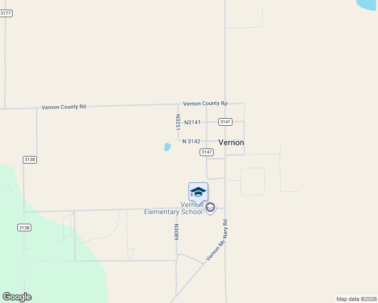 map of restaurants, bars, coffee shops, grocery stores, and more near County Road 3147 in Vernon