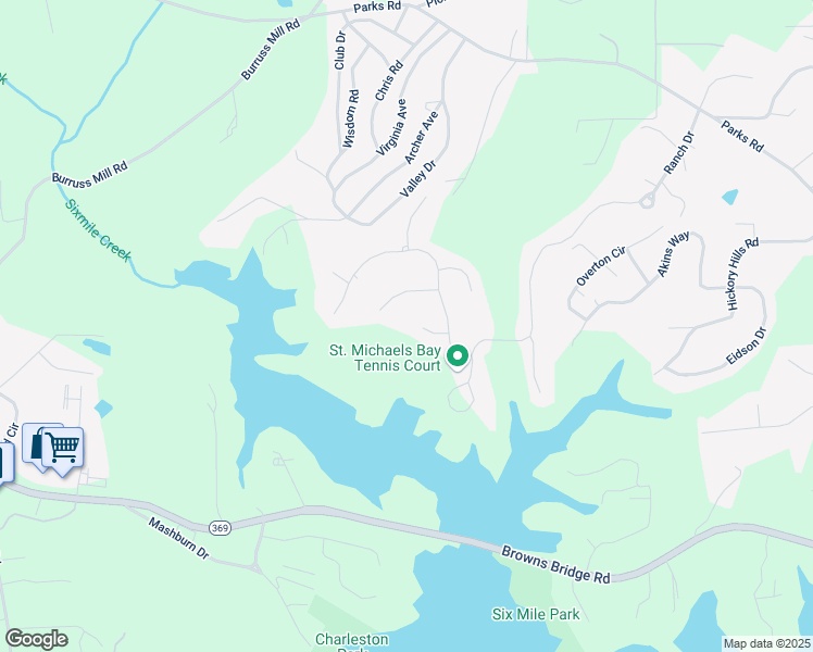 map of restaurants, bars, coffee shops, grocery stores, and more near 6225 Leeward Tide Ct in Cumming