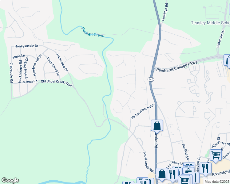 map of restaurants, bars, coffee shops, grocery stores, and more near 402 Wood Chase Lane in Canton
