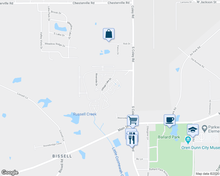 map of restaurants, bars, coffee shops, grocery stores, and more near Woodbury Circle in Tupelo