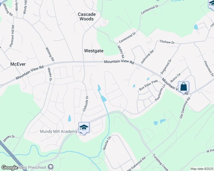 map of restaurants, bars, coffee shops, grocery stores, and more near 4599 Silver Oak Drive in Gainesville