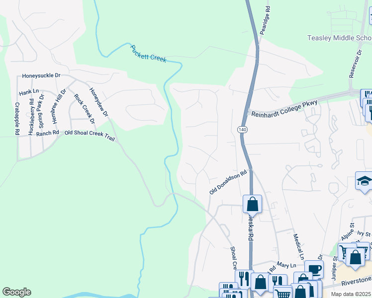 map of restaurants, bars, coffee shops, grocery stores, and more near 402 Wood Chase Lane in Canton