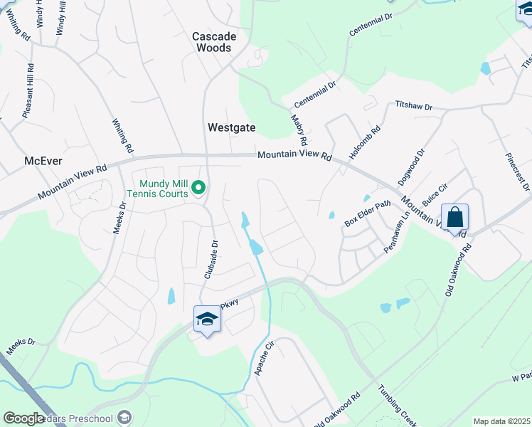map of restaurants, bars, coffee shops, grocery stores, and more near 4599 Silver Oak Drive in Gainesville