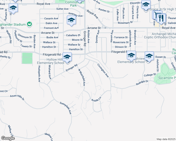 map of restaurants, bars, coffee shops, grocery stores, and more near 829 Greenbriar Avenue in Simi Valley