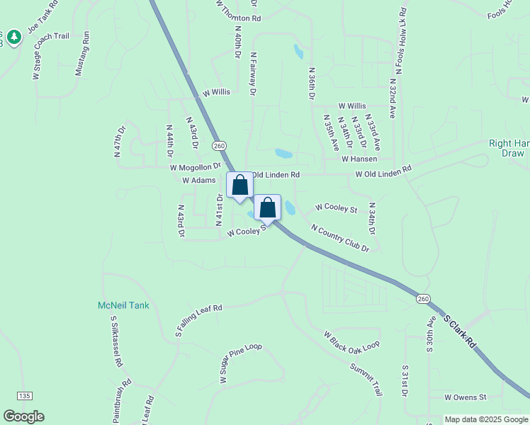 map of restaurants, bars, coffee shops, grocery stores, and more near 541 North Clark Road in Show Low
