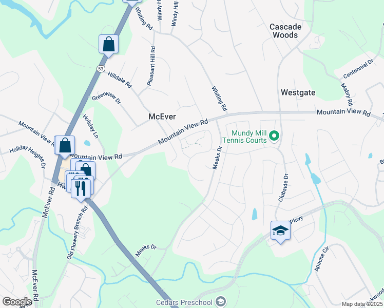 map of restaurants, bars, coffee shops, grocery stores, and more near 3832 Prospect Point Drive in Oakwood