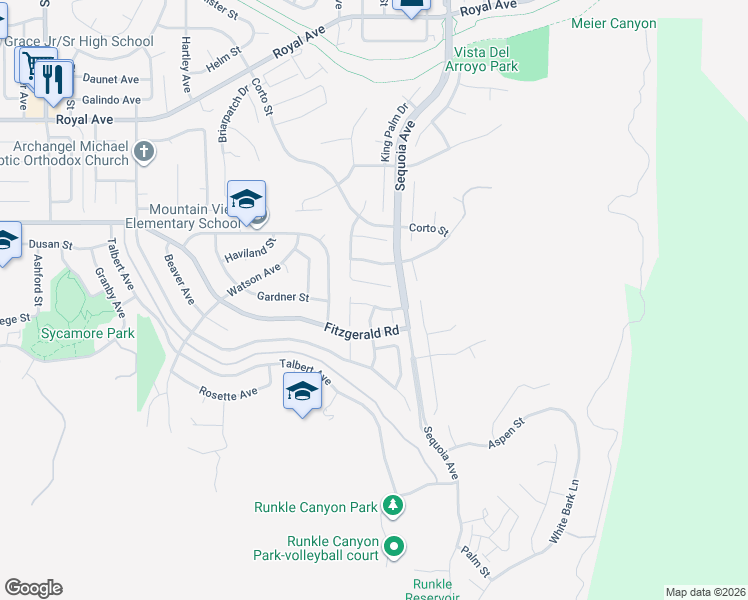 map of restaurants, bars, coffee shops, grocery stores, and more near 3329 Manorgate Place in Simi Valley