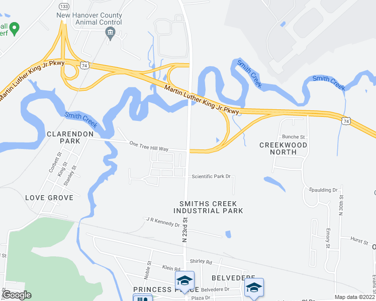 map of restaurants, bars, coffee shops, grocery stores, and more near 1501 North 23rd Street in Wilmington