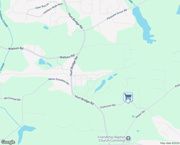 map of restaurants, bars, coffee shops, grocery stores, and more near 3130 Hurt Bridge Road in Cumming