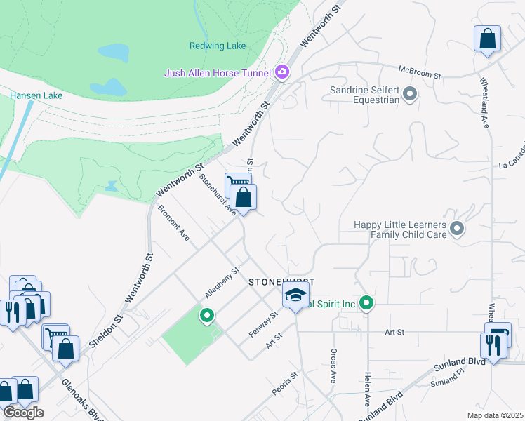 map of restaurants, bars, coffee shops, grocery stores, and more near 11060 Vanda Way in Los Angeles
