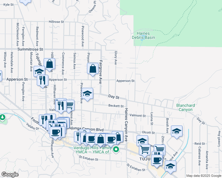 map of restaurants, bars, coffee shops, grocery stores, and more near 10226 Marcus Avenue in Los Angeles