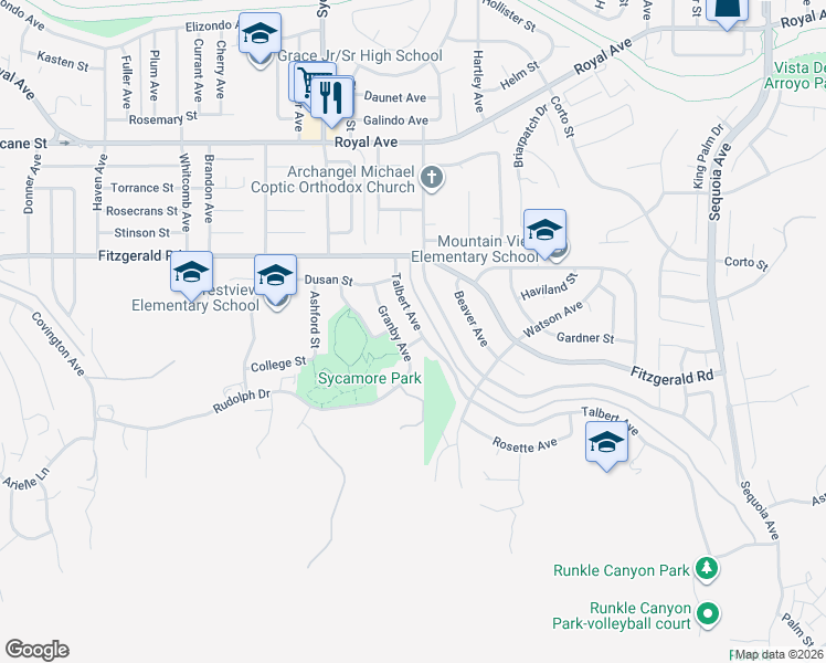 map of restaurants, bars, coffee shops, grocery stores, and more near 939 Talbert Avenue in Simi Valley