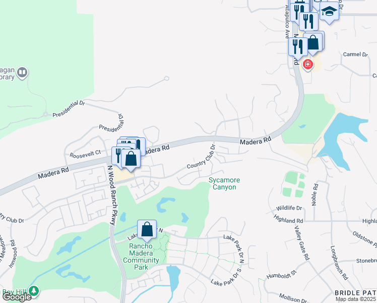 map of restaurants, bars, coffee shops, grocery stores, and more near 749-799 Madera Rd in Simi Valley