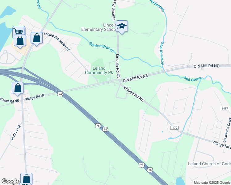 map of restaurants, bars, coffee shops, grocery stores, and more near 187 Lincoln Place Circle in Leland