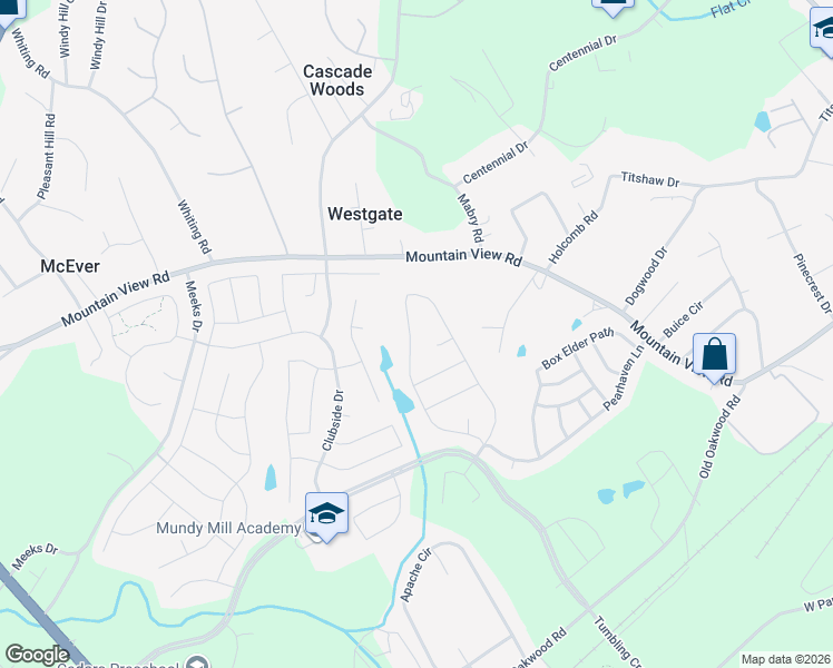 map of restaurants, bars, coffee shops, grocery stores, and more near 3550 Mooney Place in Gainesville