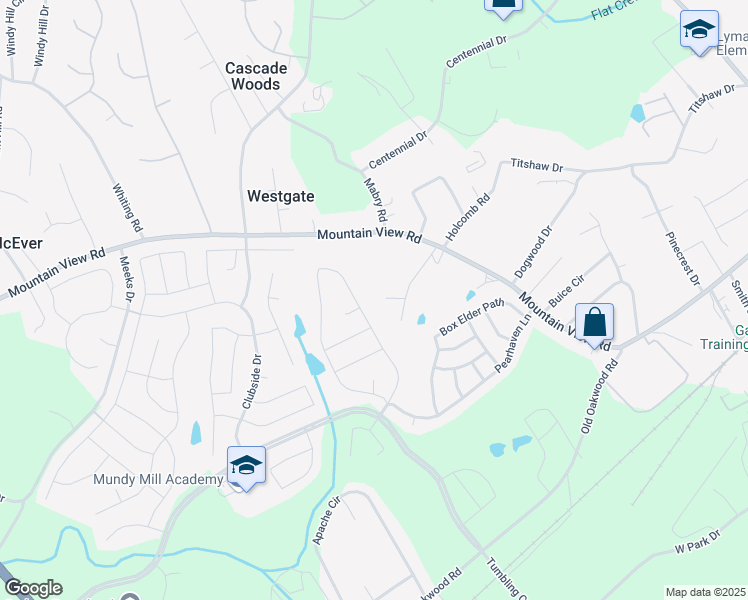 map of restaurants, bars, coffee shops, grocery stores, and more near 3578 Mooney Place in Gainesville