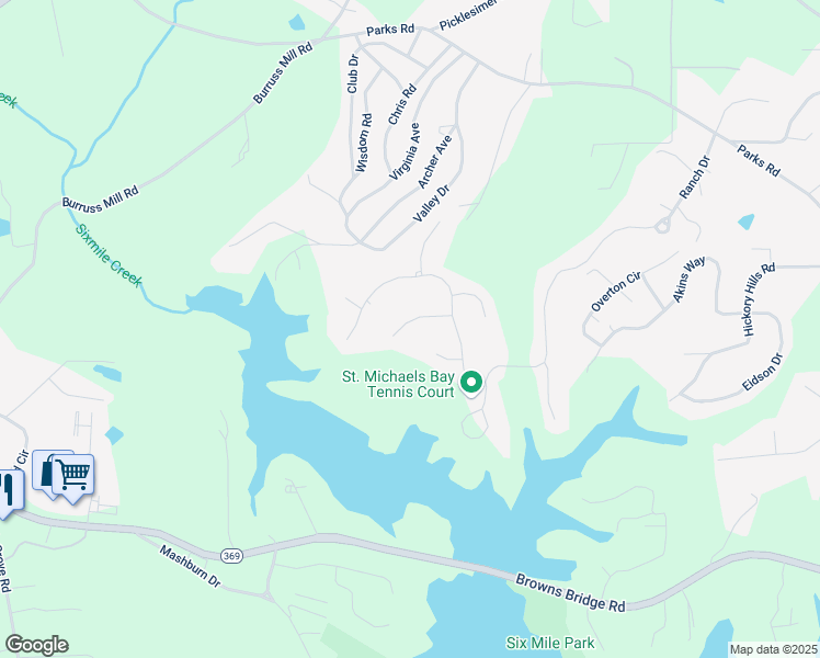 map of restaurants, bars, coffee shops, grocery stores, and more near 6345 Sterling Shores Drive in Cumming