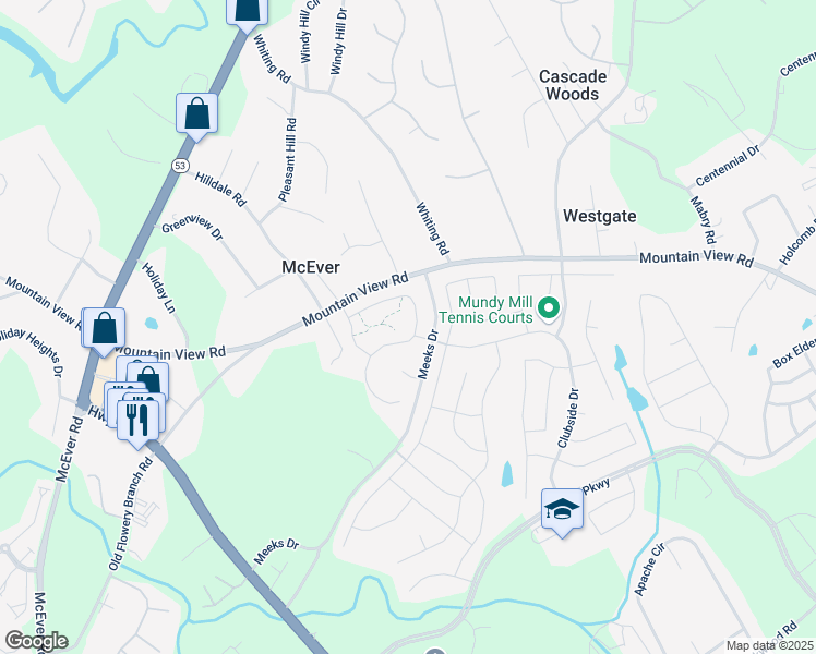 map of restaurants, bars, coffee shops, grocery stores, and more near 4630 Bagwell Drive in Gainesville