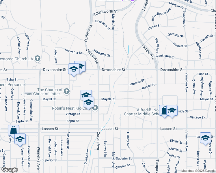 map of restaurants, bars, coffee shops, grocery stores, and more near 10200 Bothwell Road in Los Angeles