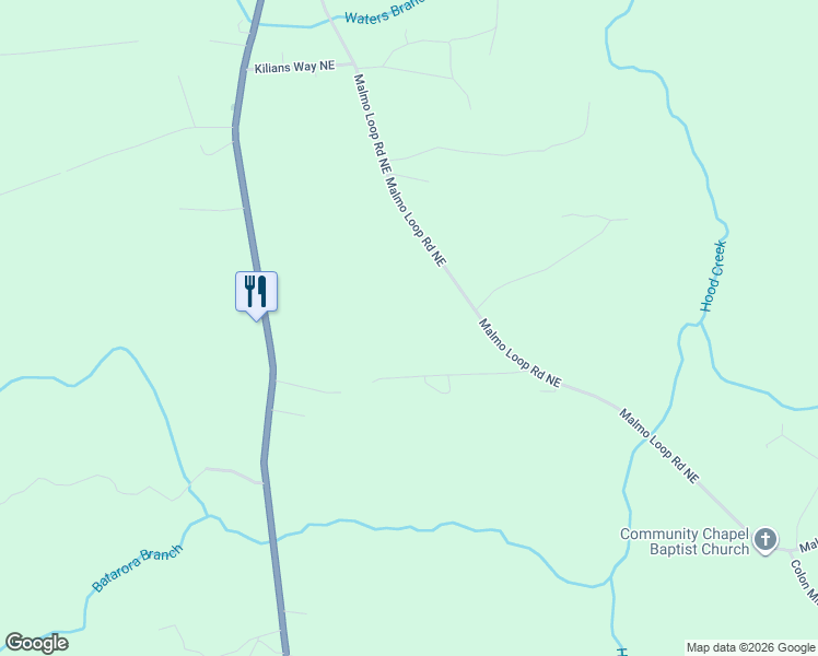 map of restaurants, bars, coffee shops, grocery stores, and more near 2869 Malmo Loop Road Northeast in Leland