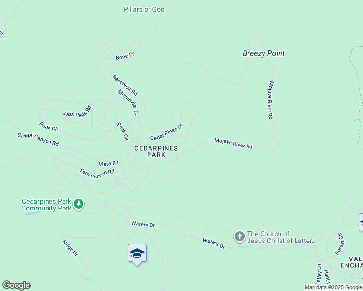 map of restaurants, bars, coffee shops, grocery stores, and more near 22094 Big Oak Road in Crestline