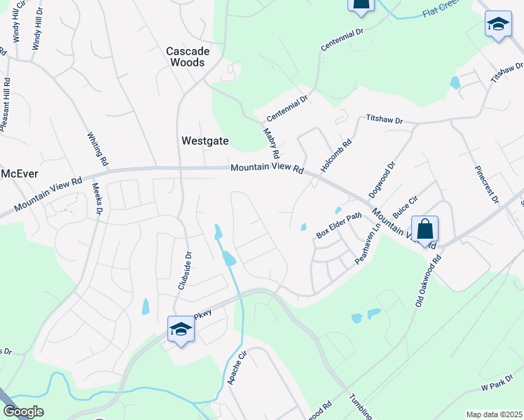 map of restaurants, bars, coffee shops, grocery stores, and more near 4628 Silver Oak Drive SW in Gainesville