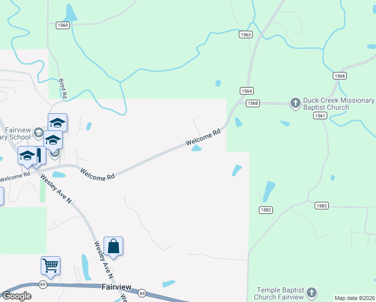 map of restaurants, bars, coffee shops, grocery stores, and more near 1510 Welcome Road in Cullman