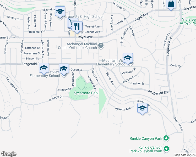 map of restaurants, bars, coffee shops, grocery stores, and more near 939 Talbert Avenue in Simi Valley