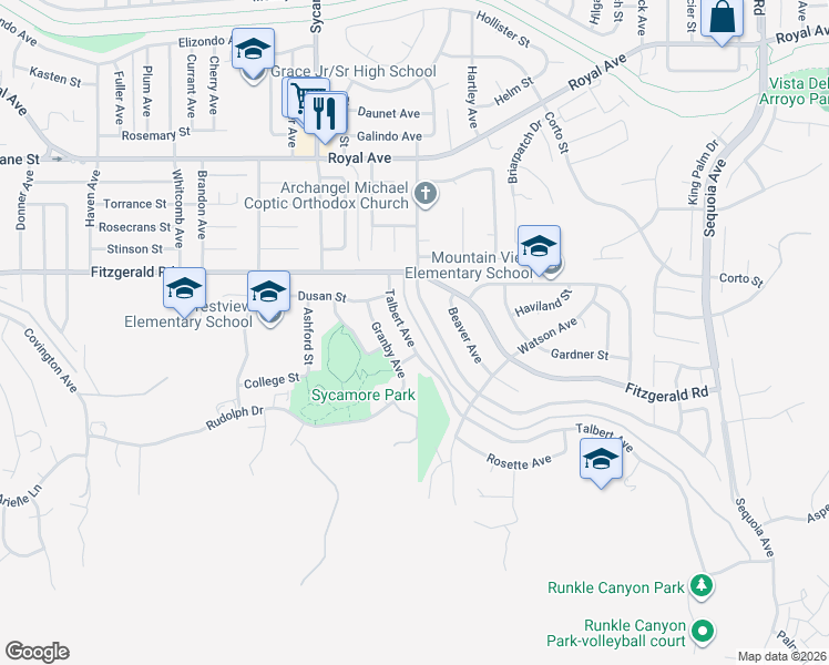 map of restaurants, bars, coffee shops, grocery stores, and more near 939 Talbert Avenue in Simi Valley