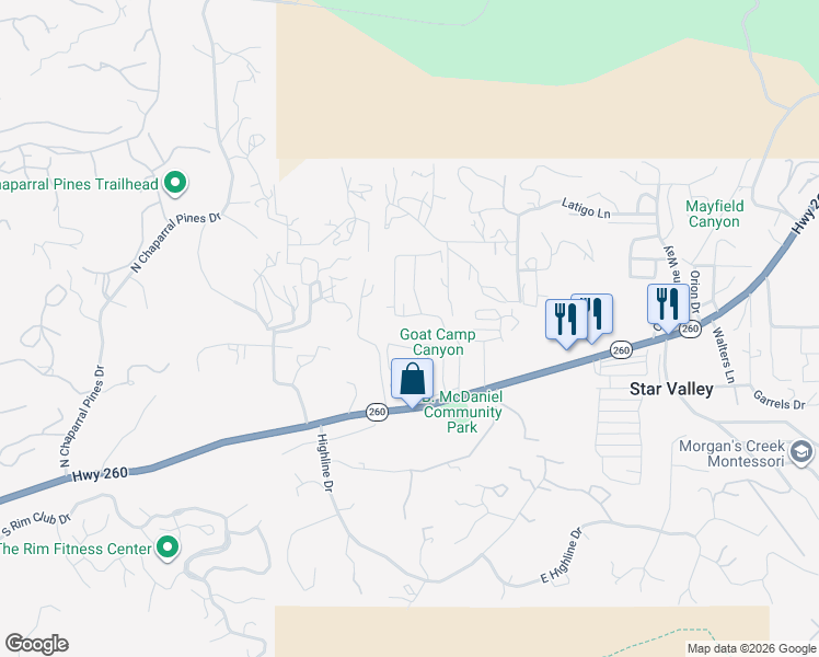 map of restaurants, bars, coffee shops, grocery stores, and more near 197 West Lyons Pond Way in Star Valley