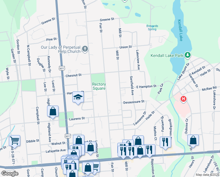 map of restaurants, bars, coffee shops, grocery stores, and more near 1512 Fair St in Camden