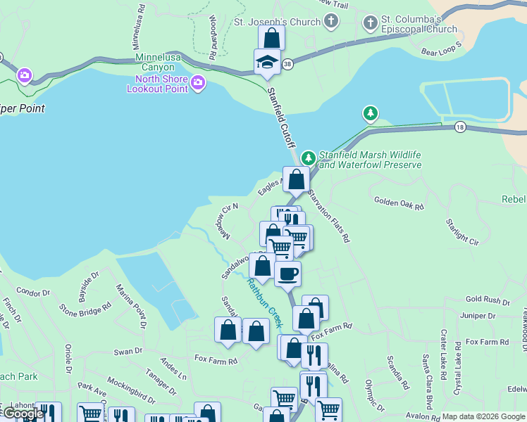 map of restaurants, bars, coffee shops, grocery stores, and more near in Big Bear Lake