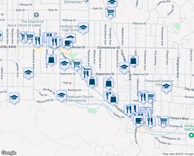 map of restaurants, bars, coffee shops, grocery stores, and more near 10243 Helendale Avenue in Los Angeles
