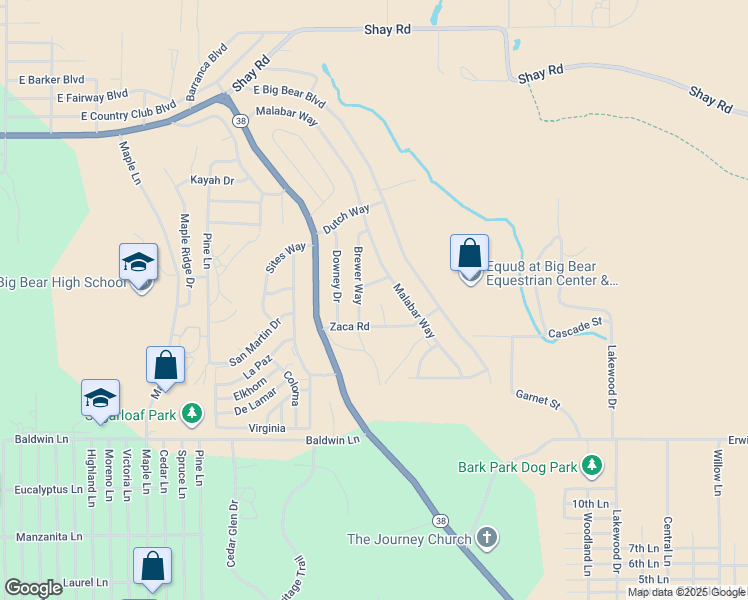 map of restaurants, bars, coffee shops, grocery stores, and more near 365 Zaca Court in Big Bear