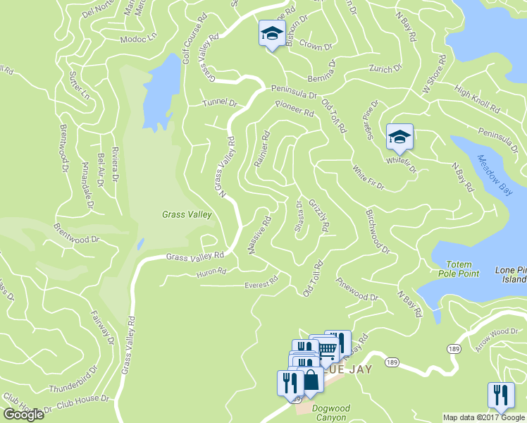 map of restaurants, bars, coffee shops, grocery stores, and more near 307 Pioneer Road in San Bernardino