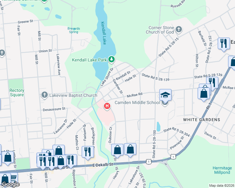 map of restaurants, bars, coffee shops, grocery stores, and more near 1810 Camden Avenue in Camden